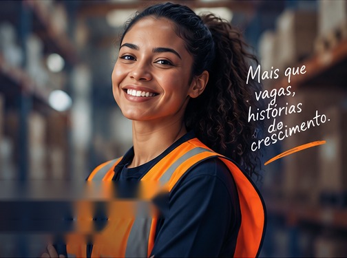 Profissional de logística sorrindo — Mais que vagas, histórias de crescimento